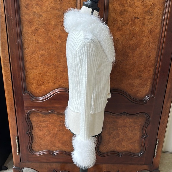 SHEIN Allurite Faux Fur Trimmed Rib Knit Cardigan - Picture 14 of 17